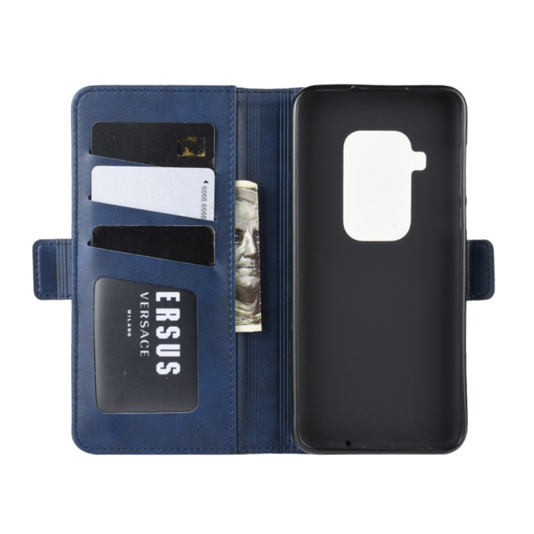 For MOTO One Zoom Double Buckle Crazy Horse Business Mobile Phone Holster with Card Wallet Bracket Function