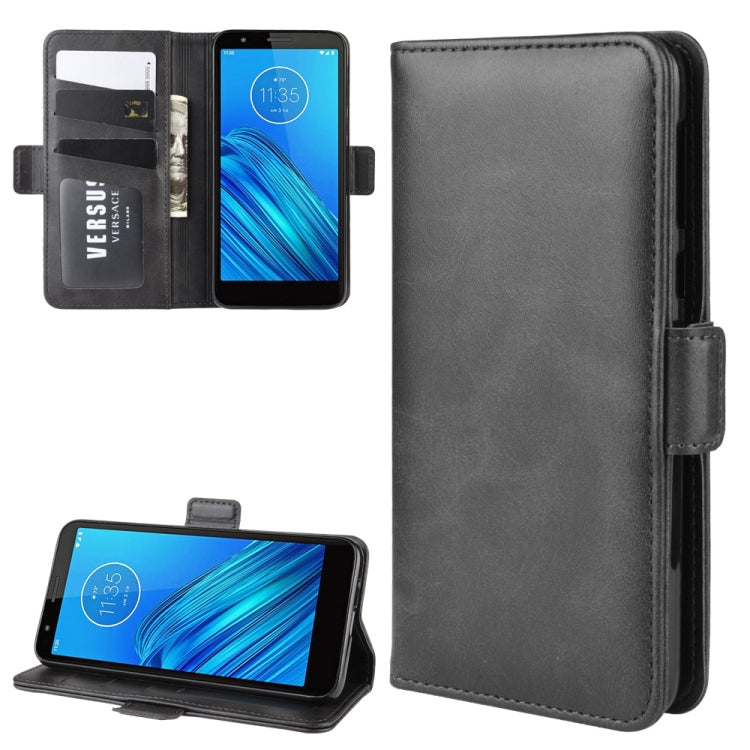 For MOTO E6 Double Buckle Crazy Horse Business Mobile Phone Holster with Card Wallet Bracket Function