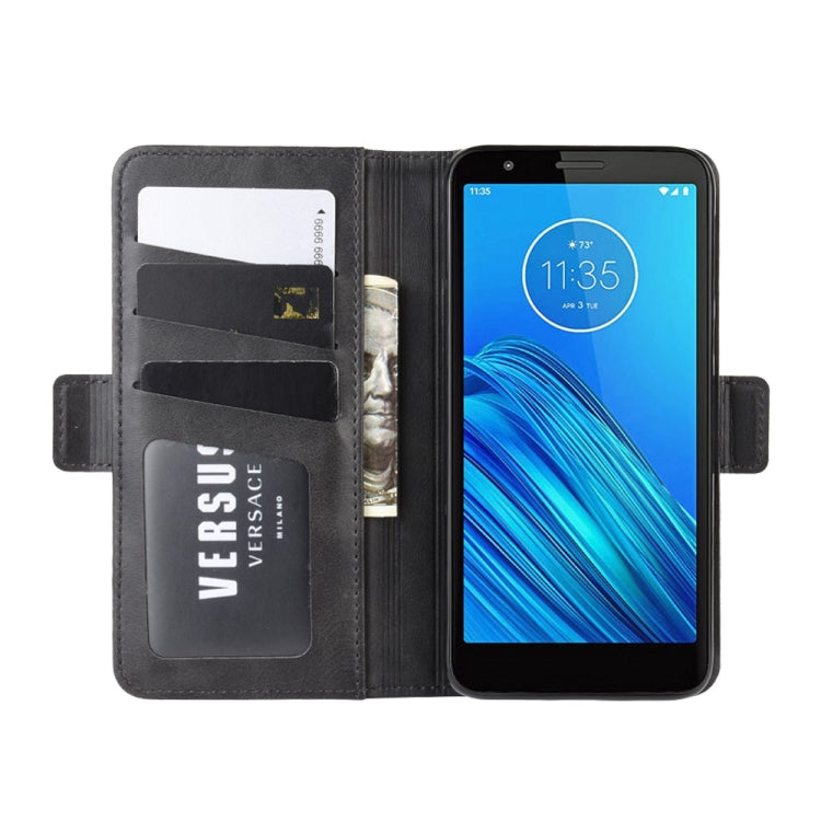 For MOTO E6 Double Buckle Crazy Horse Business Mobile Phone Holster with Card Wallet Bracket Function