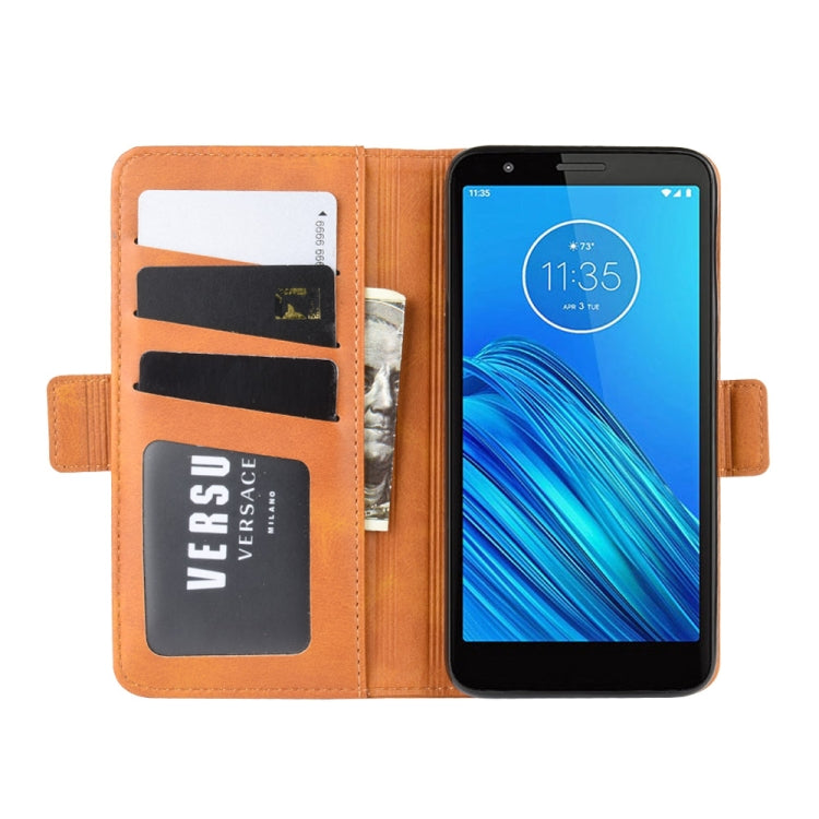 For MOTO E6 Double Buckle Crazy Horse Business Mobile Phone Holster with Card Wallet Bracket Function