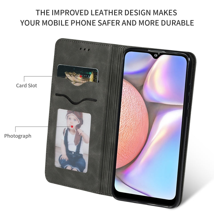 For Galaxy A10S Retro Skin Feel Business Magnetic Horizontal Flip Leather Case