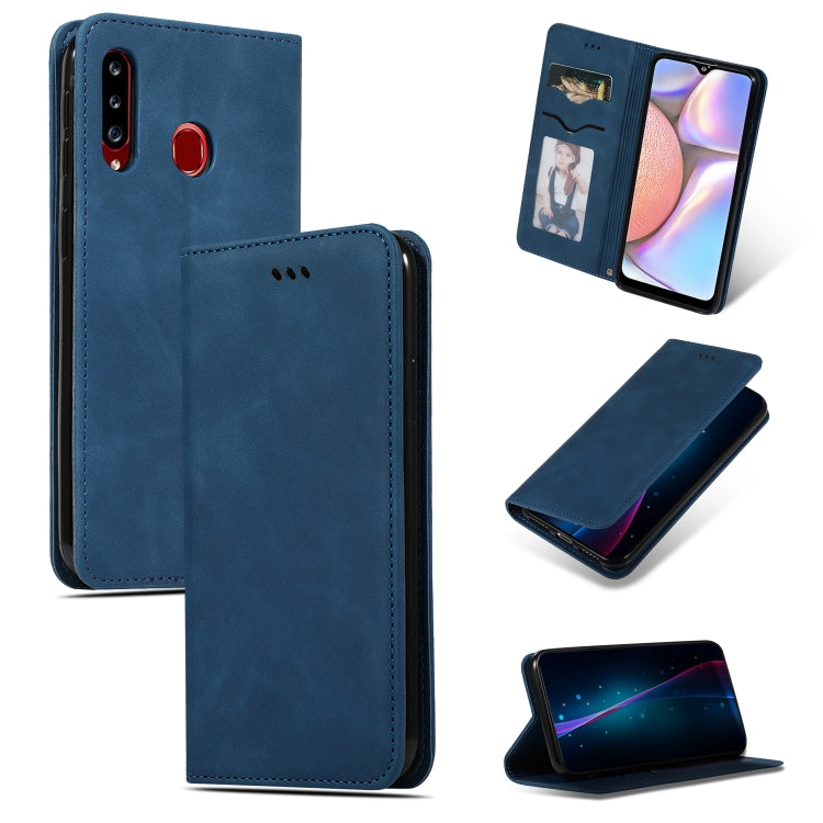 For Galaxy A10S Retro Skin Feel Business Magnetic Horizontal Flip Leather Case