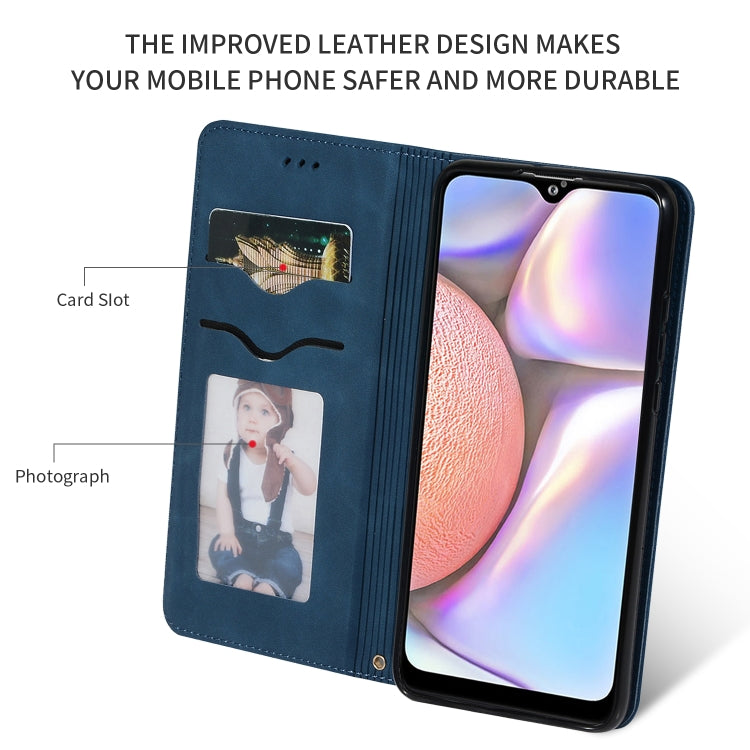 For Galaxy A10S Retro Skin Feel Business Magnetic Horizontal Flip Leather Case