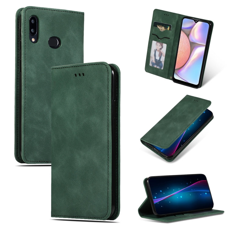 For Galaxy A10S Retro Skin Feel Business Magnetic Horizontal Flip Leather Case