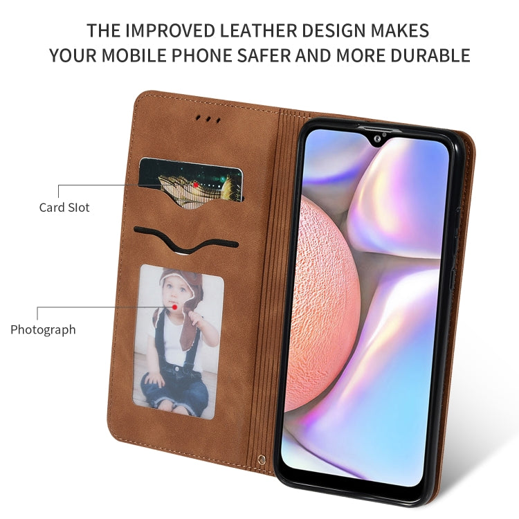 For Galaxy A10S Retro Skin Feel Business Magnetic Horizontal Flip Leather Case