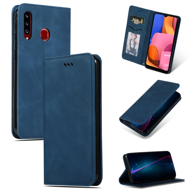 For Galaxy A20S Retro Skin Feel Business Magnetic Horizontal Flip Leather Case