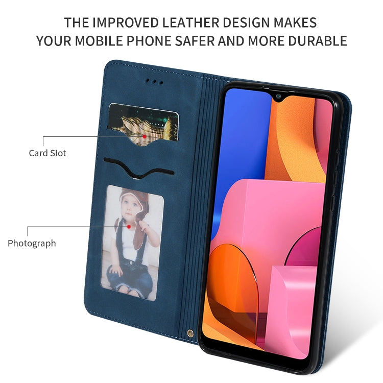 For Galaxy A20S Retro Skin Feel Business Magnetic Horizontal Flip Leather Case