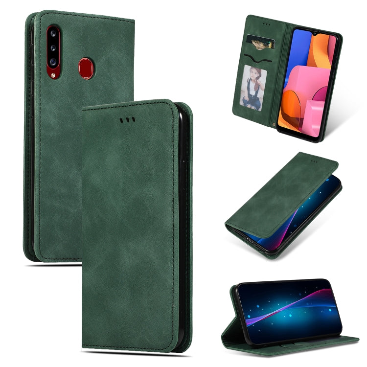 For Galaxy A20S Retro Skin Feel Business Magnetic Horizontal Flip Leather Case