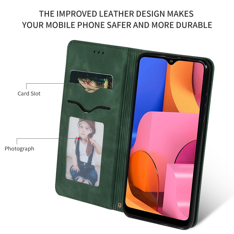 For Galaxy A20S Retro Skin Feel Business Magnetic Horizontal Flip Leather Case