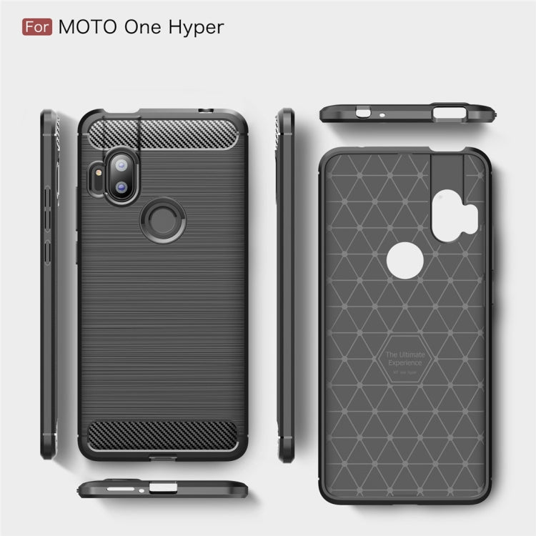 For MOTO One Hyper Brushed Texture Carbon Fiber TPU Case(Black)