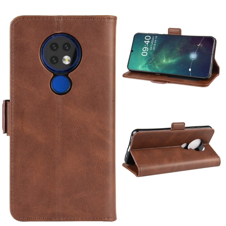 For Nokia 6.2 Double Buckle Crazy Horse Business Mobile Phone Holster with Card Wallet Bracket Function
