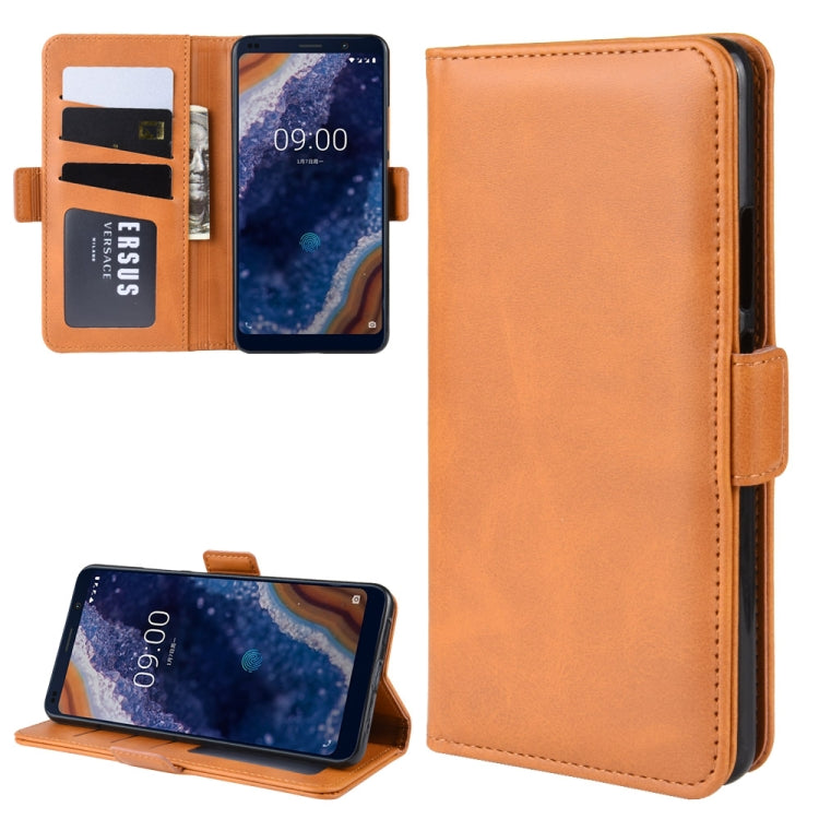For Nokia 9 PureView Double Buckle Crazy Horse Business Mobile Phone Holster with Card Wallet Bracket Function