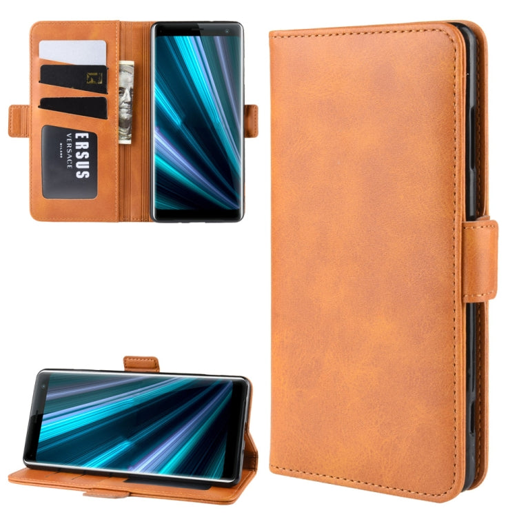 For Sony Xperia XZ3 Double Buckle Crazy Horse Business Mobile Phone Holster with Card Wallet Bracket Function