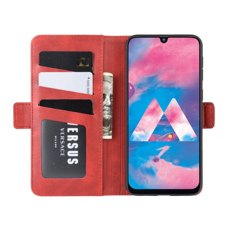 For Galaxy M30S Double Buckle Crazy Horse Business Mobile Phone Holster with Card Wallet Bracket Function