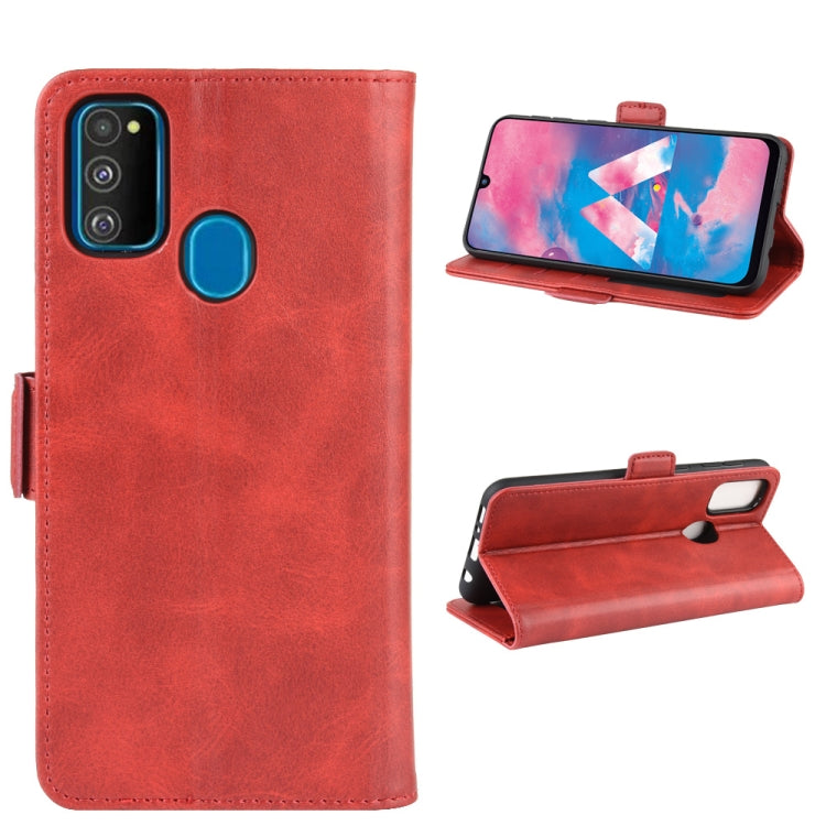 For Galaxy M30S Double Buckle Crazy Horse Business Mobile Phone Holster with Card Wallet Bracket Function