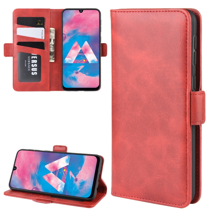 For Galaxy M30S Double Buckle Crazy Horse Business Mobile Phone Holster with Card Wallet Bracket Function