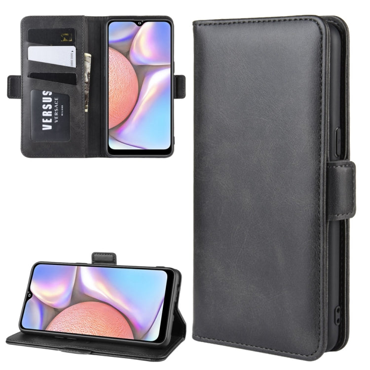 For Galaxy A10S Double Buckle Crazy Horse Business Mobile Phone Holster with Card Wallet Bracket Function