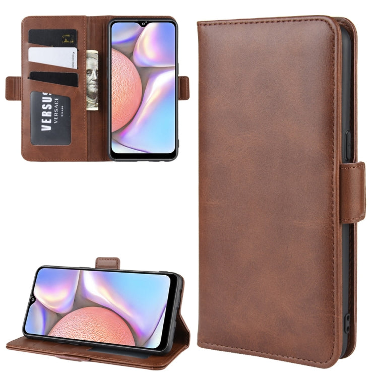 For Galaxy A10S Double Buckle Crazy Horse Business Mobile Phone Holster with Card Wallet Bracket Function