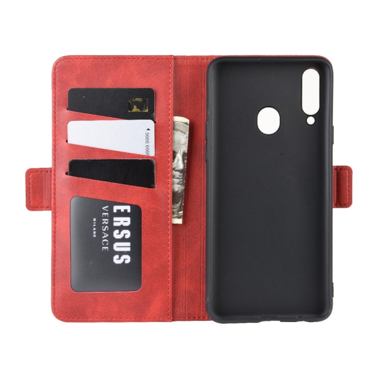 For Galaxy A20s Dual-side Magnetic Buckle Horizontal Flip Leather Case with Holder & Card Slots & Wallet & Photo Frame