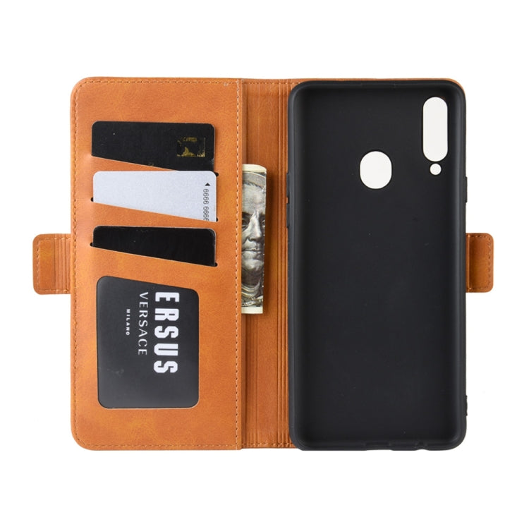 For Galaxy A20s Dual-side Magnetic Buckle Horizontal Flip Leather Case with Holder & Card Slots & Wallet & Photo Frame