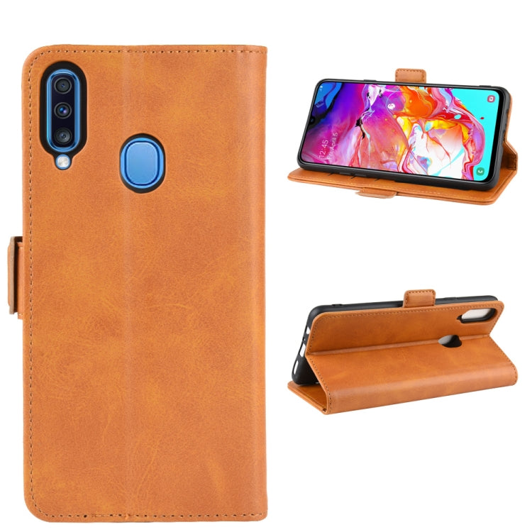 For Galaxy A20s Dual-side Magnetic Buckle Horizontal Flip Leather Case with Holder & Card Slots & Wallet & Photo Frame