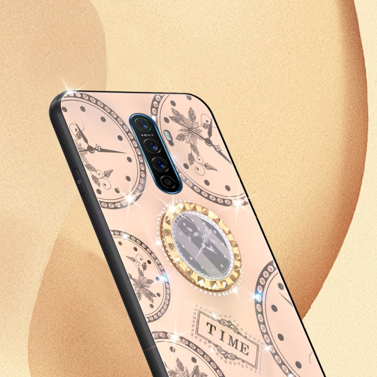 For OPPO Reno ACE / Realme X2 Pro Fashion Clock Pattern Rhinestone Mobile Phone Shell with Bracket / Hand Rope / Lanyard