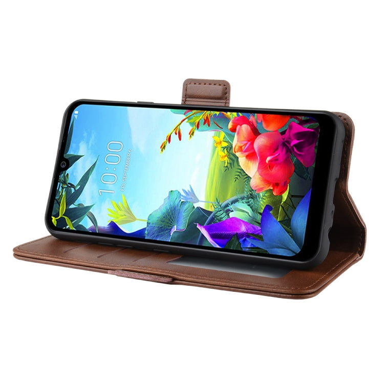 For LG K40S Double Buckle Crazy Horse Business Mobile Phone Holster with Card Wallet Bracket Function