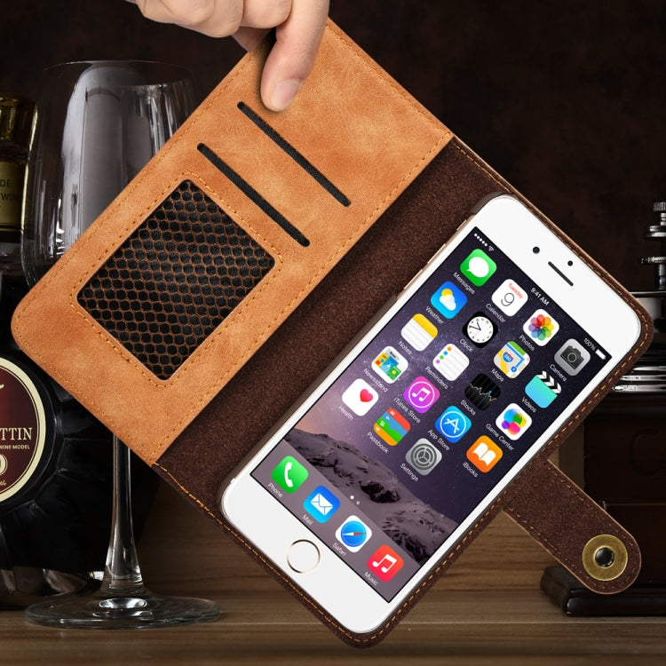 For iPhone SE 2022 / SE 2020 / 8 / 7 Retro Magnetic Detachable Horizontal Flip PU Leather Case with Card Slots & Wallet & Photo Frame
