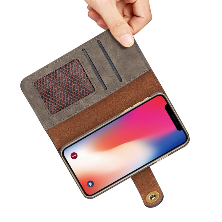 For iPhone X Retro Magnetic Detachable Horizontal Flip Leather Case with Card Slots & Wallet & Photo Frame