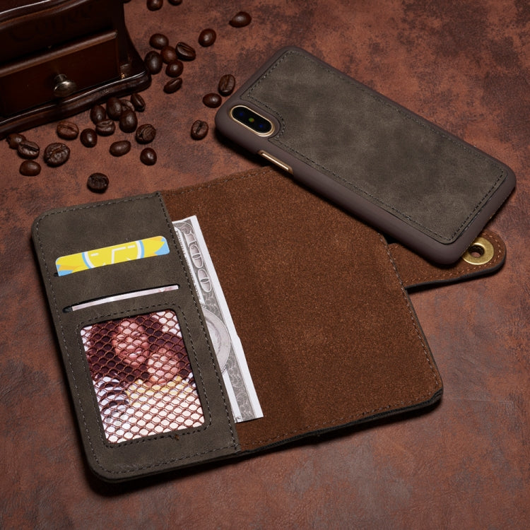 For iPhone X Retro Magnetic Detachable Horizontal Flip Leather Case with Card Slots & Wallet & Photo Frame