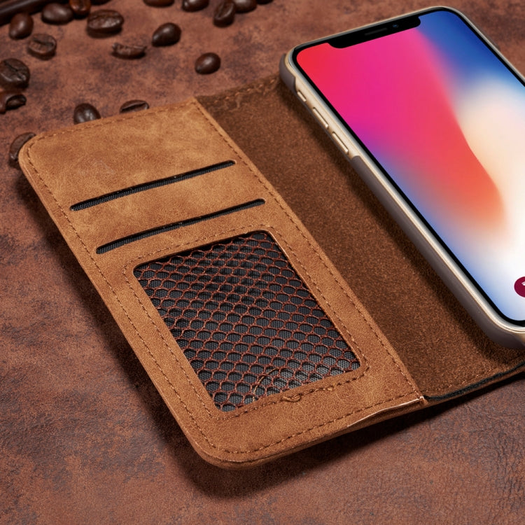 For iPhone X Retro Magnetic Detachable Horizontal Flip Leather Case with Card Slots & Wallet & Photo Frame