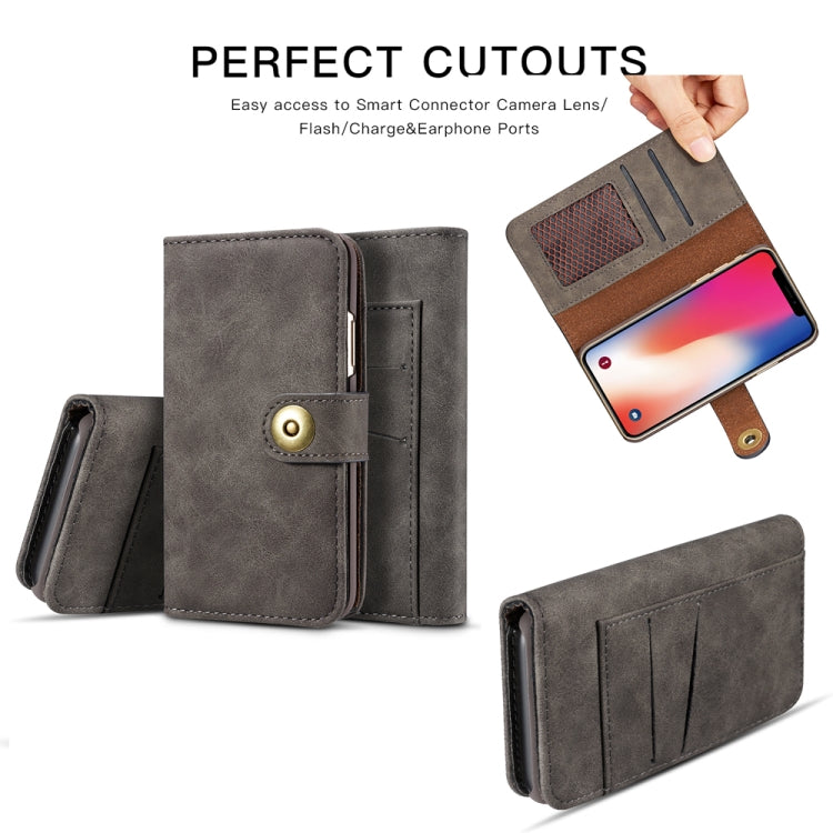 For iPhone XS Max Retro Magnetic Detachable Horizontal Flip Leather Case with Card Slots & Wallet & Photo Frame