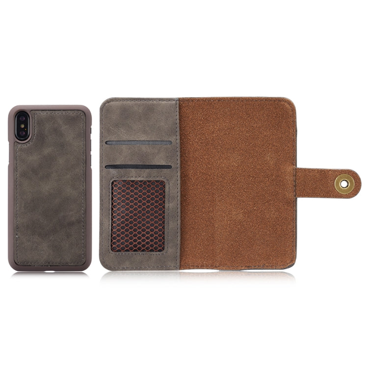 For iPhone XS Max Retro Magnetic Detachable Horizontal Flip Leather Case with Card Slots & Wallet & Photo Frame