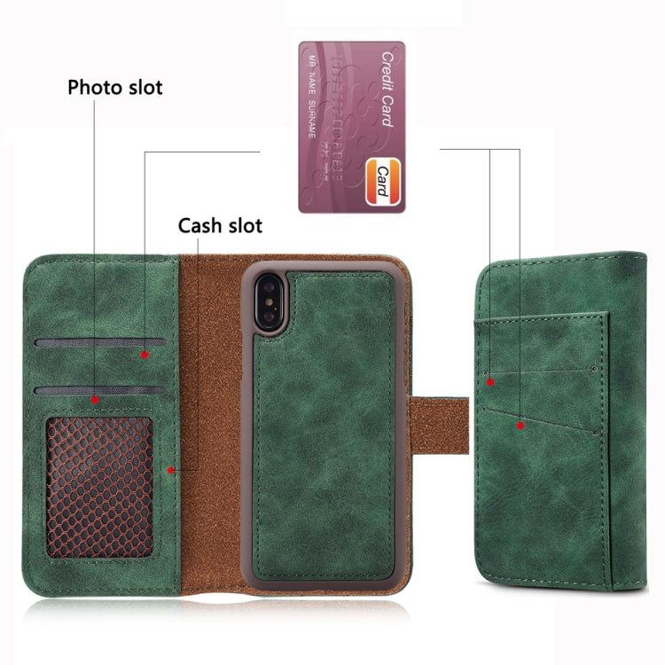 For iPhone XS Max Retro Magnetic Detachable Horizontal Flip Leather Case with Card Slots & Wallet & Photo Frame