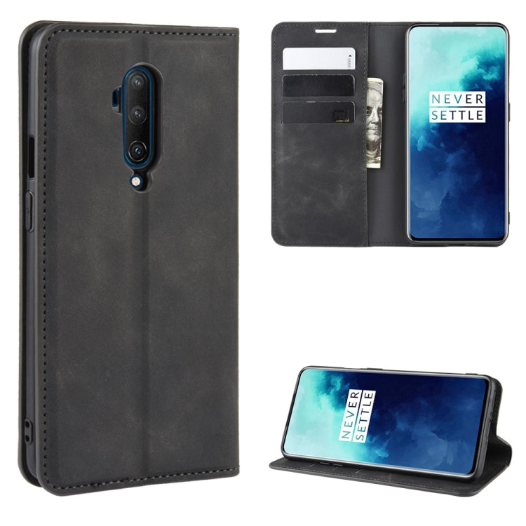 For OnePlus 7T Pro Retro-skin Business Magnetic Suction Leather Case with Purse-Bracket-Chuck