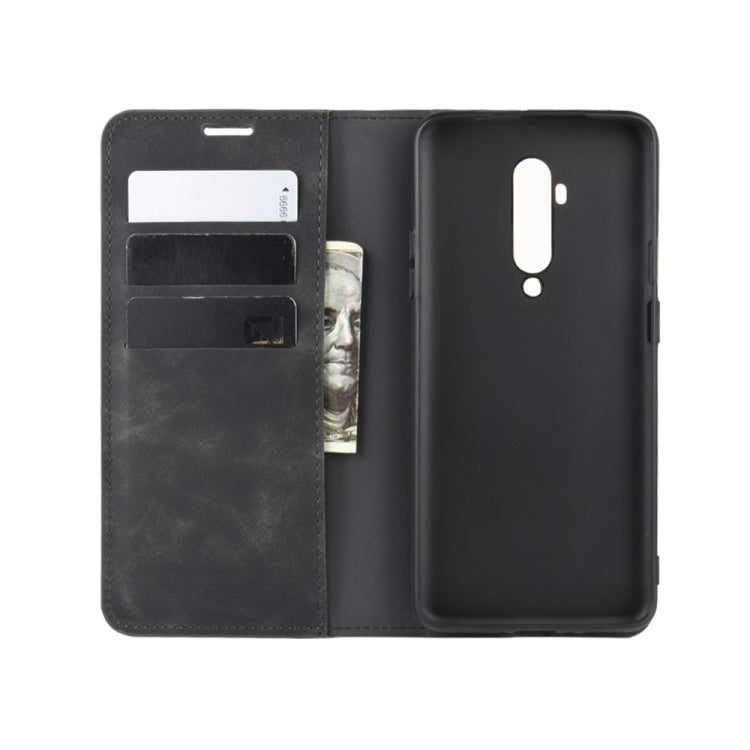 For OnePlus 7T Pro Retro-skin Business Magnetic Suction Leather Case with Purse-Bracket-Chuck