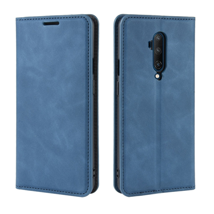 For OnePlus 7T Pro Retro-skin Business Magnetic Suction Leather Case with Purse-Bracket-Chuck