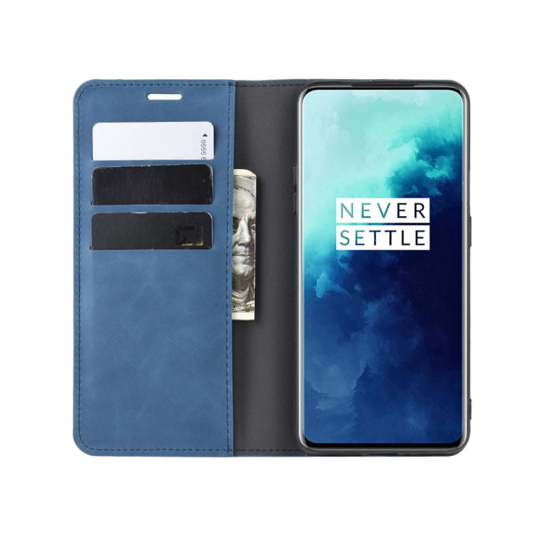 For OnePlus 7T Pro Retro-skin Business Magnetic Suction Leather Case with Purse-Bracket-Chuck