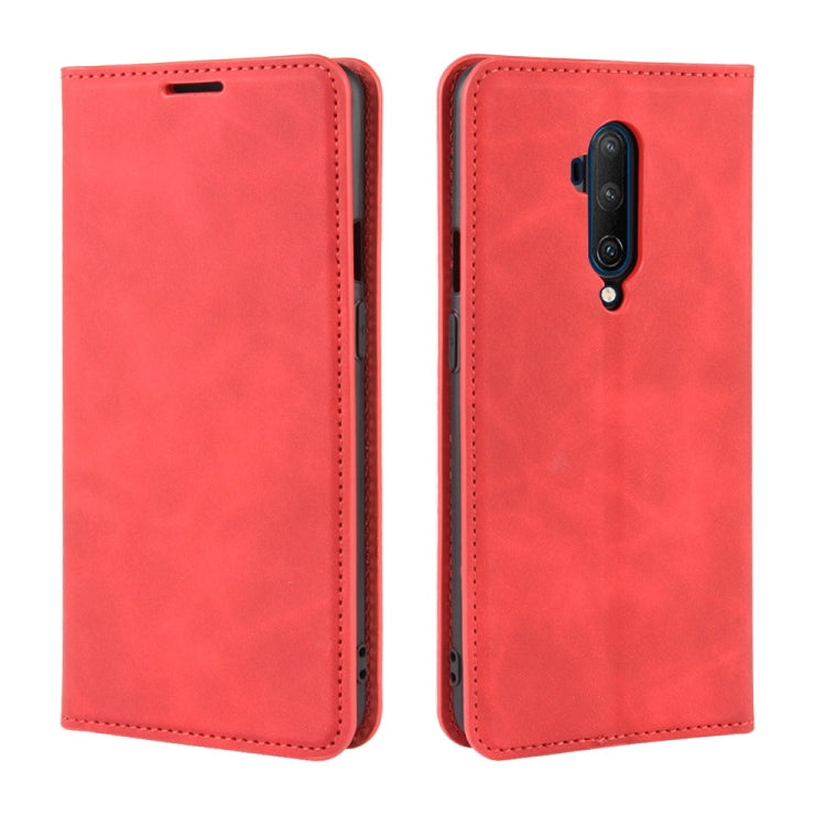 For OnePlus 7T Pro Retro-skin Business Magnetic Suction Leather Case with Purse-Bracket-Chuck