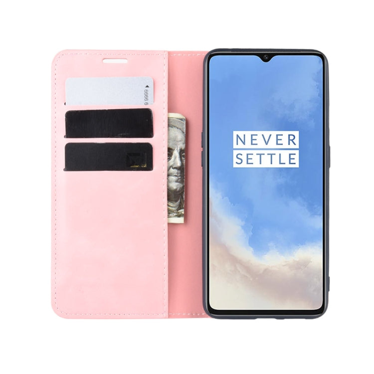 For OnePlus 7T Retro-skin Business Magnetic Suction Leather Case with Purse-Bracket-Chuck