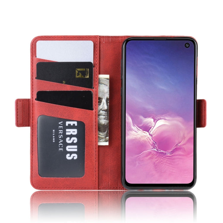 For Galaxy S10e Double Buckle Crazy Horse Business Mobile Phone Holster with Card Wallet Bracket Function