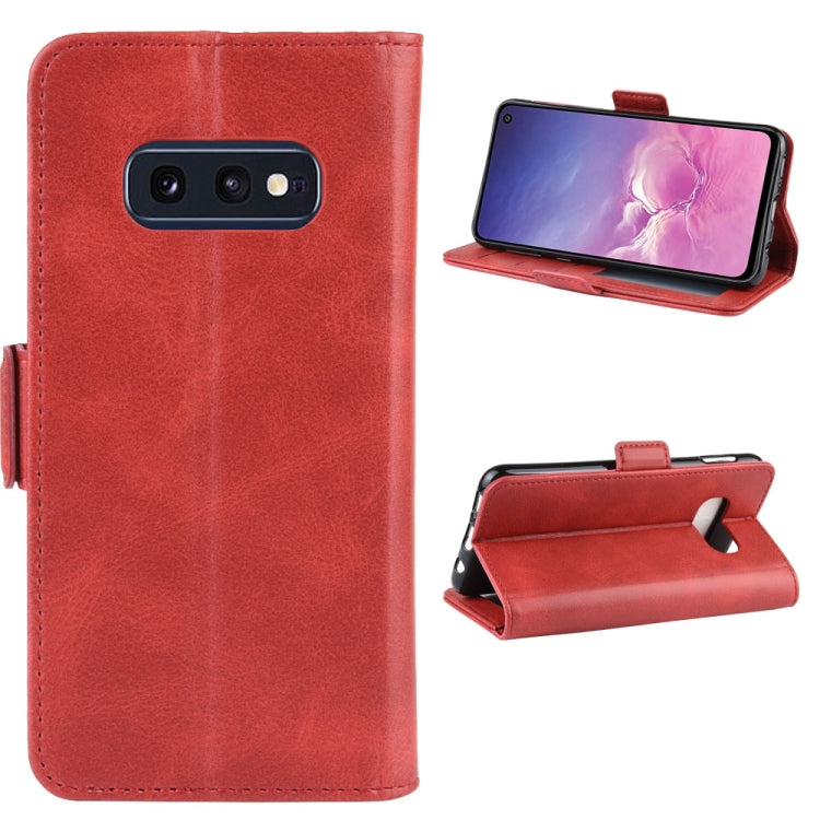 For Galaxy S10e Double Buckle Crazy Horse Business Mobile Phone Holster with Card Wallet Bracket Function