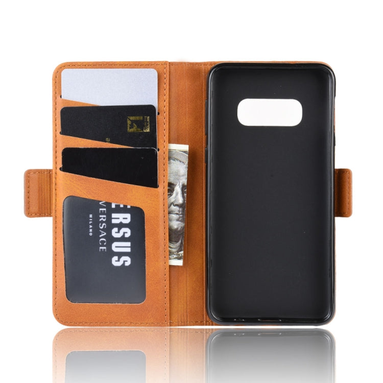 For Galaxy S10e Double Buckle Crazy Horse Business Mobile Phone Holster with Card Wallet Bracket Function