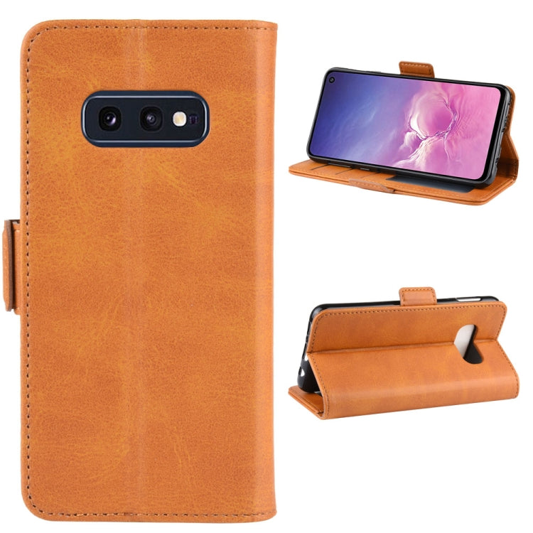 For Galaxy S10e Double Buckle Crazy Horse Business Mobile Phone Holster with Card Wallet Bracket Function