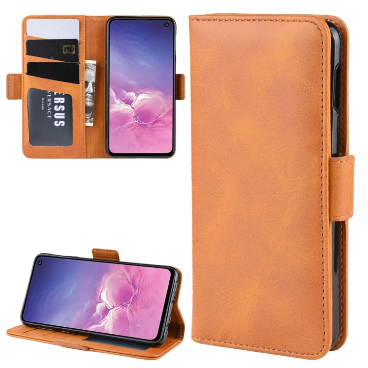 For Galaxy S10e Double Buckle Crazy Horse Business Mobile Phone Holster with Card Wallet Bracket Function