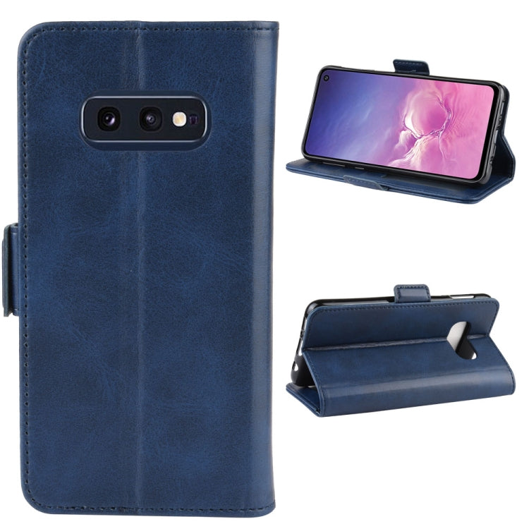 For Galaxy S10e Double Buckle Crazy Horse Business Mobile Phone Holster with Card Wallet Bracket Function