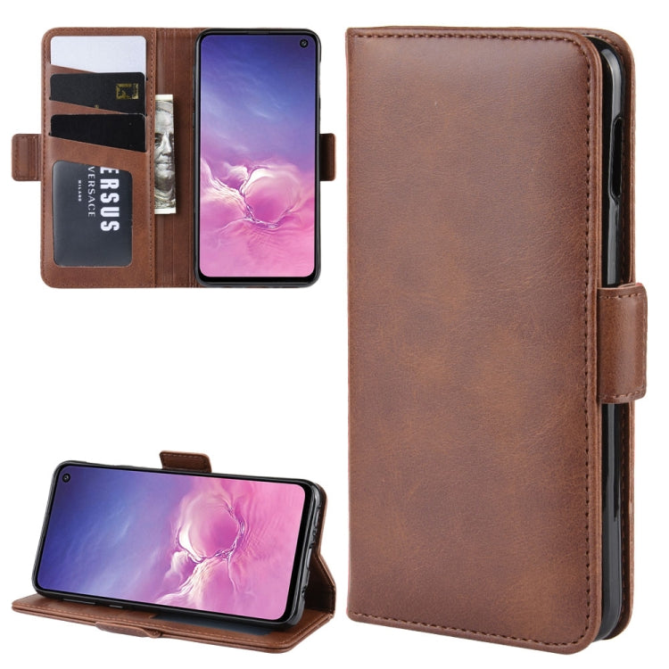 For Galaxy S10e Double Buckle Crazy Horse Business Mobile Phone Holster with Card Wallet Bracket Function