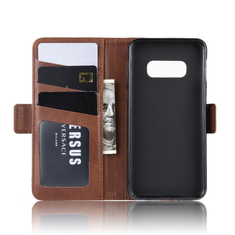 For Galaxy S10e Double Buckle Crazy Horse Business Mobile Phone Holster with Card Wallet Bracket Function