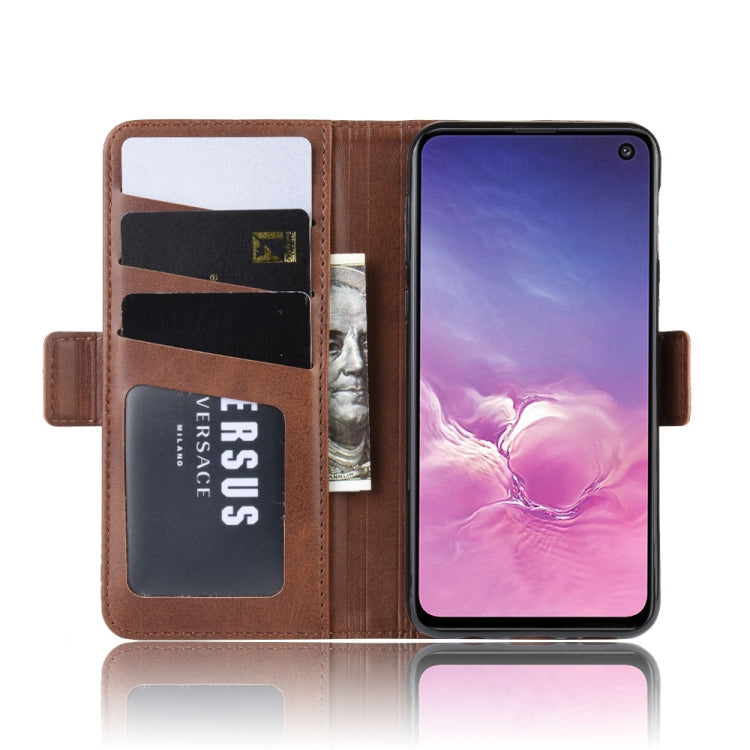 For Galaxy S10e Double Buckle Crazy Horse Business Mobile Phone Holster with Card Wallet Bracket Function