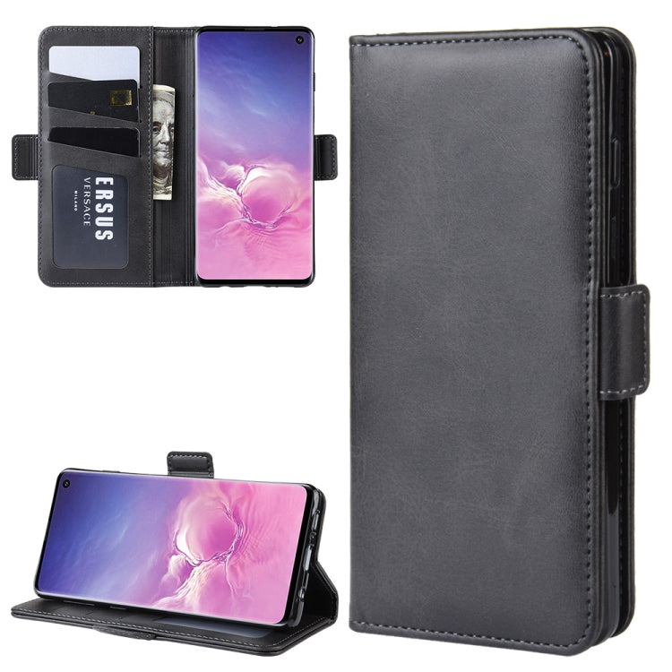 For Galaxy S10 Double Buckle Crazy Horse Business Mobile Phone Holster with Card Wallet Bracket Function